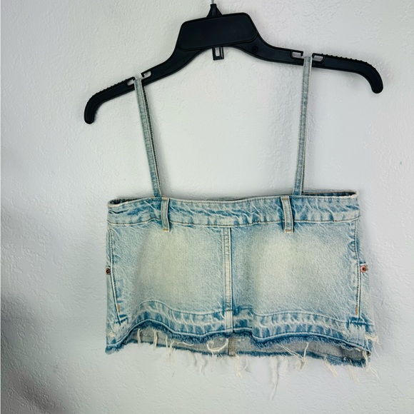 ZARA Denim Skirt style crop top blue size XS - Picture 8 of 11